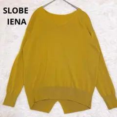 SLOBE IENA ウール 100% Vネック 裾スリット ニット マスタード