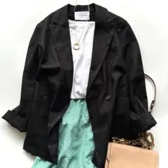 美品 ユナイテッドアローズ シアー チェック テーラード ジャケット 洗える 黒