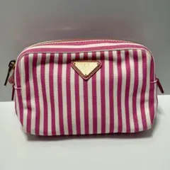 PRADA プラダ　ポーチ ストライプ ボーダー　ピンク系
