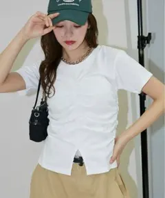 PUBLUX ウエスト シャーリング Tシャツ　フリーサイズ　ホワイト　美品のサムネイル