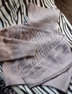 ピンク ニットセーター ショート丈