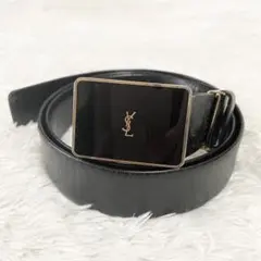 イヴサンローラン☆レザーベルト ブランドロゴ バックル メンズ W87〜92