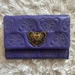 【ANNA SUI 】蝶モチーフ 二つ折り財布 パープル　マルチケース