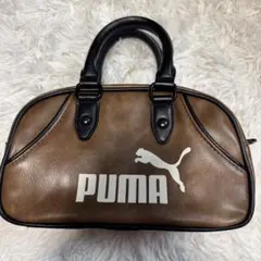 【美品】PUMA ミニボストン　ハンドバッグ　ブラウン　ショルダー欠品