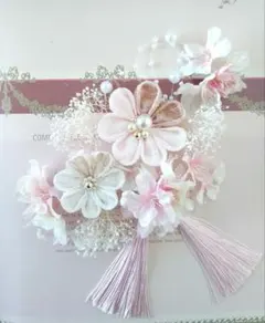 り様専用ネコポス(*ˊᵕˋ*)つまみ細工と桜とかすみ草の髪飾り☆卒業式髪飾り♡