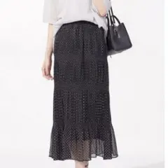 [NANO universe] マジョリカプリーツドットスカート　マキシ丈　楽ち