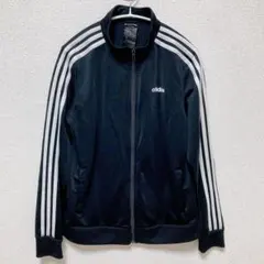 adidas トラックジャケット 黒 スリーストライプ ロゴプリント 【M相当】のサムネイル