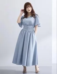 overE ダブルストラッププルオーバーキャミワンピース ブルー オーバー