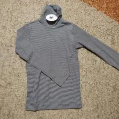 ☆新品PETIT BATEAU☆ タートルネック 138cm 黒白ストライプ