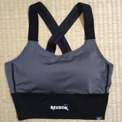 Reebok クロスストラップ スポーツブラ グレー/ブラック