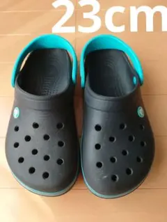 Crocs サンダル ブラック/ターコイズM5W7 23cm