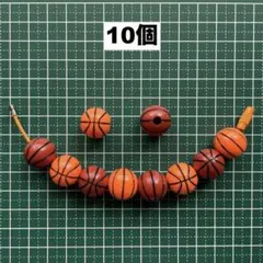 222- 大穴 スポーツアクリルビーズ バスケットボール柄 10個