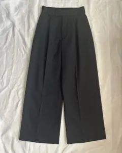 【美品】マーガレットハウエル MHLブラック ウールワイドパンツ 0