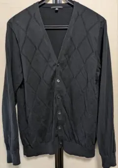 ダイヤモンドパターン カーディガン XL ブラック