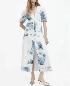 ALLSAINTS SKYEブルーベル シルク リネン ブレンド ワンピース - メルカリ