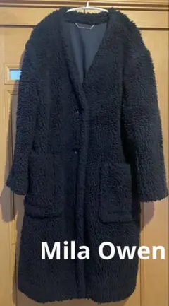 ミラオーウェンボアロングコートオーバーサイズ 濃紺ビックポケット