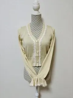 極美品⭐️axes femme アクシーズ カーディガン バラ釦 レース 生成り