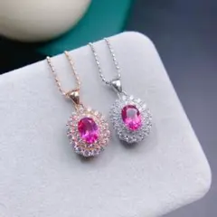 天然ピンクトパーズペンダント 5×7mm 高透明 S925 2色展開 - メルカリ