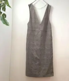 美品　GU　М　グレー　チェック柄　　裏地付き　ジャンパースカート　ワンピース