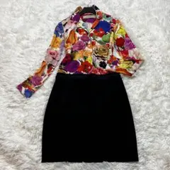 極美品 美品 ポールスミス ドッキングワンピース シルク100% 花柄 黒 Lのサムネイル