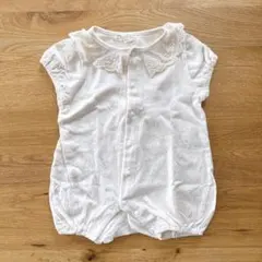 レース付き襟 アイボリー ロンパース 70cm
