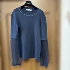 美品 ファビアナフィリッピ チュール刺繍 ストライプブラウス イタリア製 美品 ファビアナフィリッピ チュール刺繍 ストライプブラウス