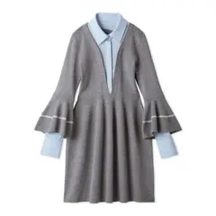LILY BROWN シャツドッキングニットワンピース