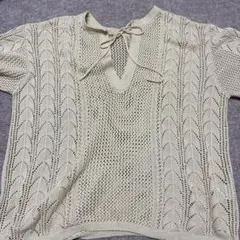 LOWRYSFARMレース編み Vネック ニット Fサイズ