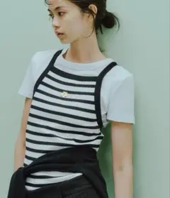 【ZARA】ブローチ ストライプ柄トップ