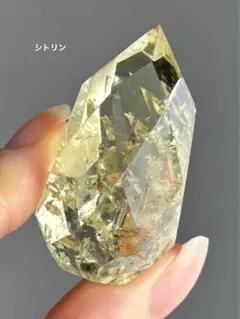 高品質　シトリン　ファセットカット　置物