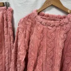 もこもこ パジャマ 厚手 ピンク 上下セット ルームウェア セットアップ 暖かい