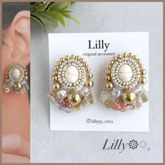 #1011 インド刺繍リボン/ビーズ刺繍/ゴールド/カジュアル/ハンドメイド