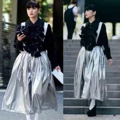 メタリックシルバー ジャンパースカート