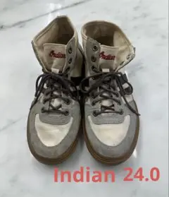 Indian インディアン　ハイカットスニーカー ベージュ/ブラウン　24.0