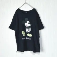 1485 ライトオン ディズニー ミッキー 半袖Tシャツ 黒 S メンズのサムネイル