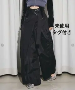未使用タグ付き VIOLETTA ラップ ワイドパンツ ブラック黒 シャカシャカ