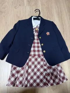 ネイビー ジャケットとチェックドレスセット 115A
