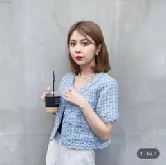 韓国系　ジャケット　ツイード