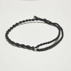 ブラック×シルバー／ミサンガ (ハンドメイド)