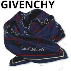 GIVENCHY ジバンシィ ジバンシー 大判 スカーフ ネイビー 総柄 ロゴ