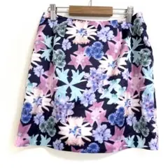 ムルーア【2】花柄ミニタイトスカート　総柄　紺ベース　個性的　派手め