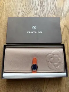 CLATHAS 長財布 カメリア ベージュ オレンジ 本革 箱付き - メルカリ