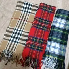 チェック柄マフラー3点セット