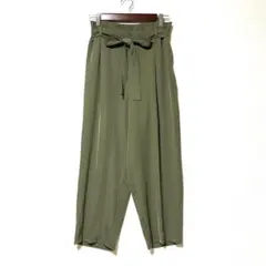 2519☆インディヴィ クロップドパンツ リボンベルト付 36 S カーキ