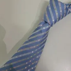 ぽ*ん様 美品✨️ バーバリー ネクタイ ストライプ柄 スカイブルー シルク10