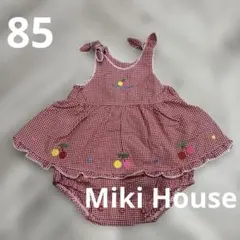 Miki House 赤チェック キャミソールロンパース T85-G12 春夏