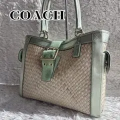 COACH】 コーチ ストロー トートバッグ パイソン柄 大容量 上品 - メルカリ