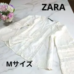 ZARA ザラ 七分袖 ブラウス アイボリー レース装飾