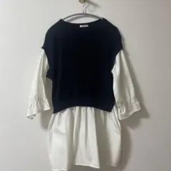 黒白チュニック 7分袖