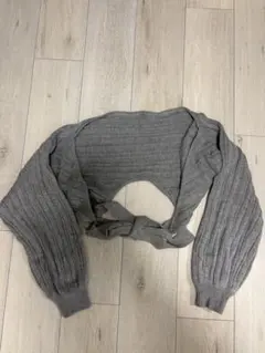 リブニット ボレロ 長袖 グレー